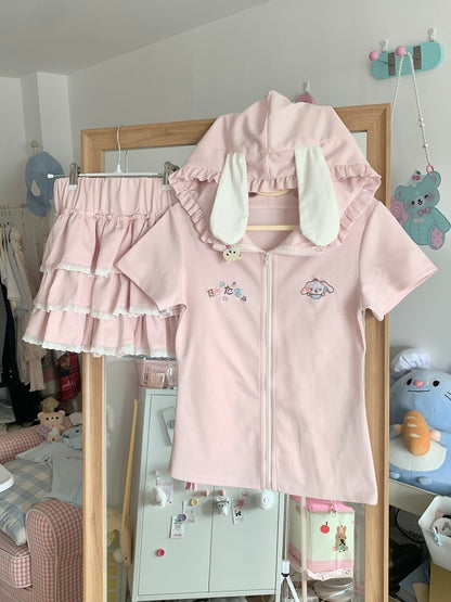 Blurred Bear Kawaii - Bunny Tee & Ballet Skirt Set set Blurred Bear