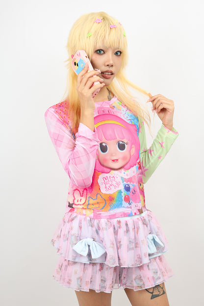NIHON KIDS - Decora Kei Long Sleeve Top Colorful Cute