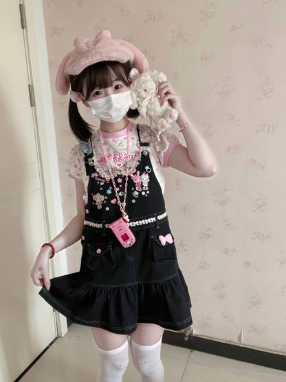 Bunny Planet - Jojifuku Embroidered Denim Jumper Skirt bunnyplanet