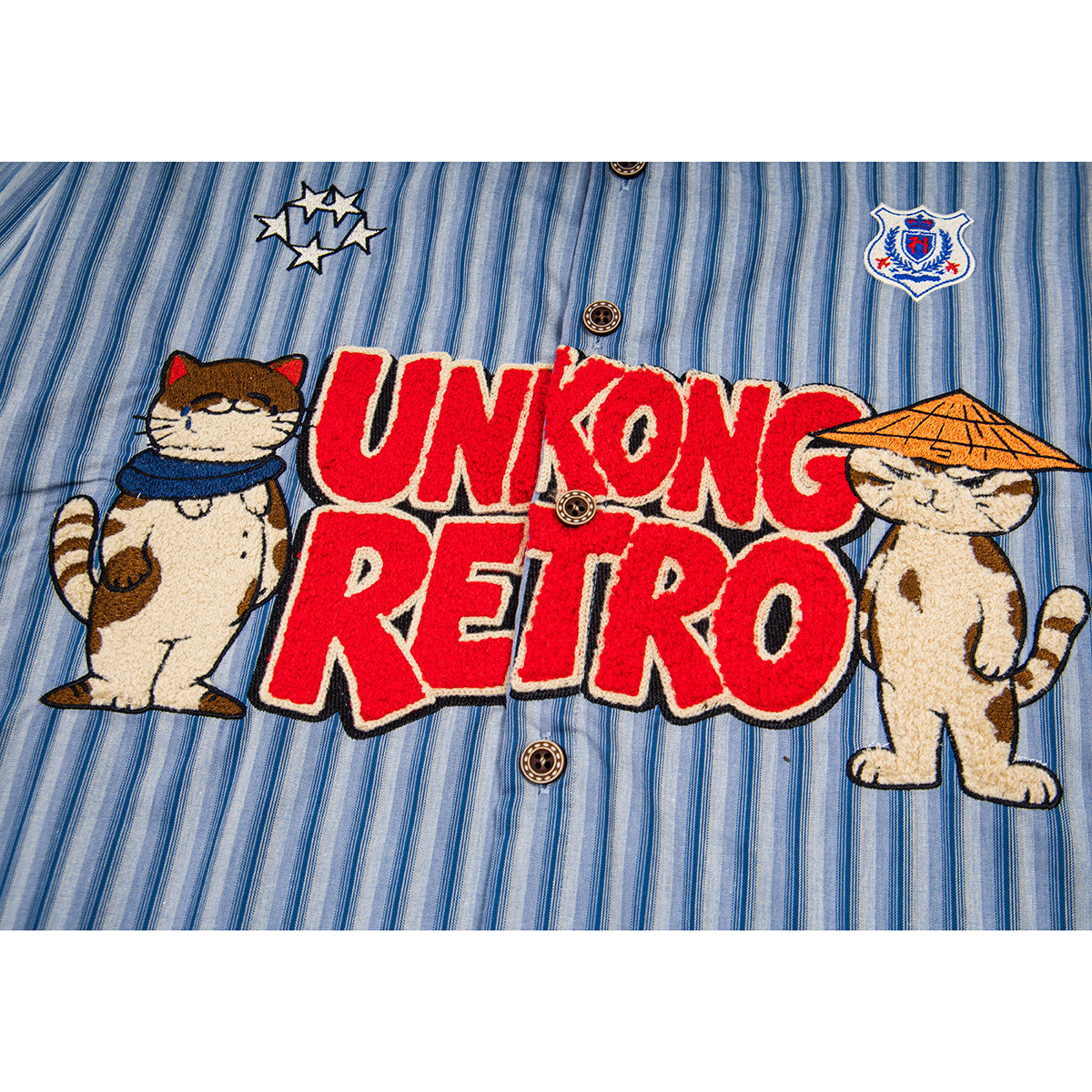 BIBULU - Japanese Cartoon Embroidered Stripe Shirt shirt BIBULU