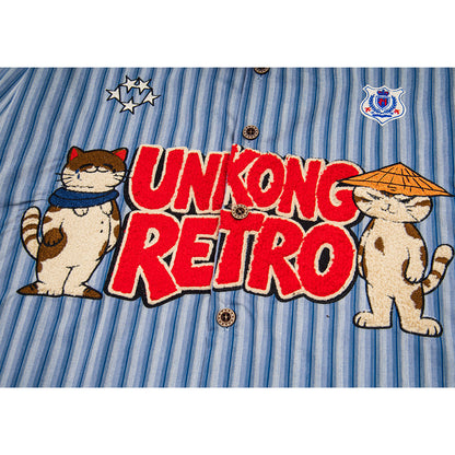 BIBULU - Japanese Cartoon Embroidered Stripe Shirt shirt BIBULU
