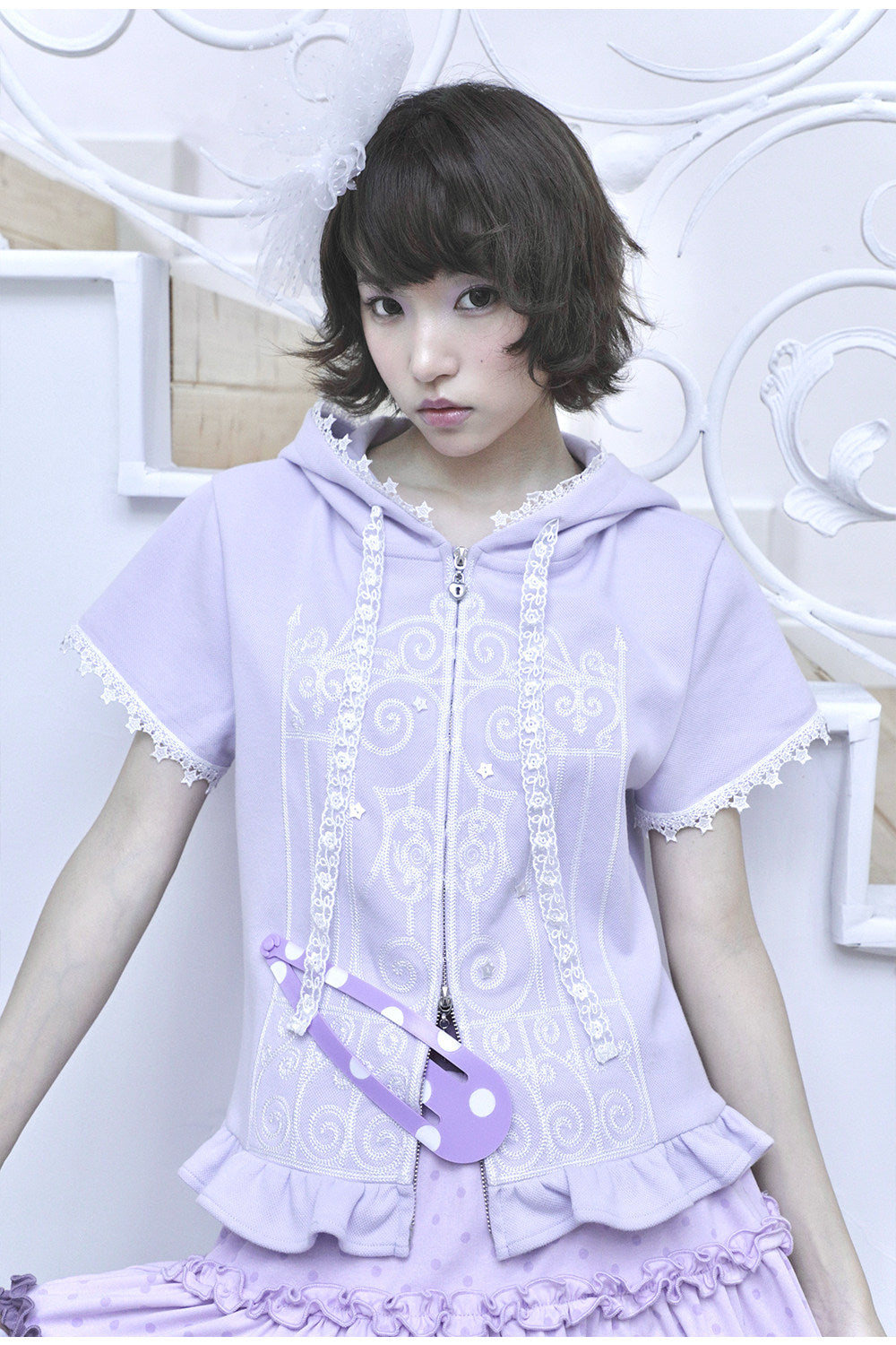 Hashtag DDD - Purple Embroidered Hooded Cardigan