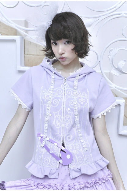 Hashtag DDD - Purple Embroidered Hooded Cardigan