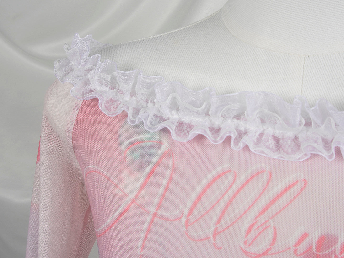 Allbubble - Pink Dreamcore Mesh Top shirt Allbubble