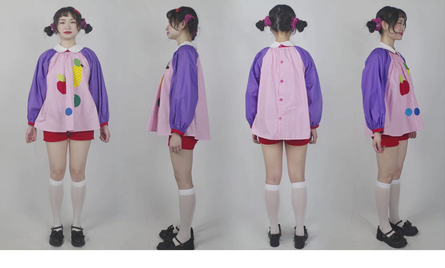 GOODBABY - Colorful Fruit Patchwork Purple Pullover Top overskirt goodbaby