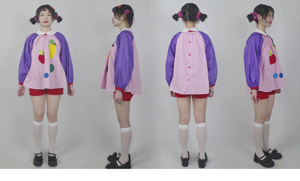 GOODBABY - Colorful Fruit Patchwork Purple Pullover Top overskirt goodbaby