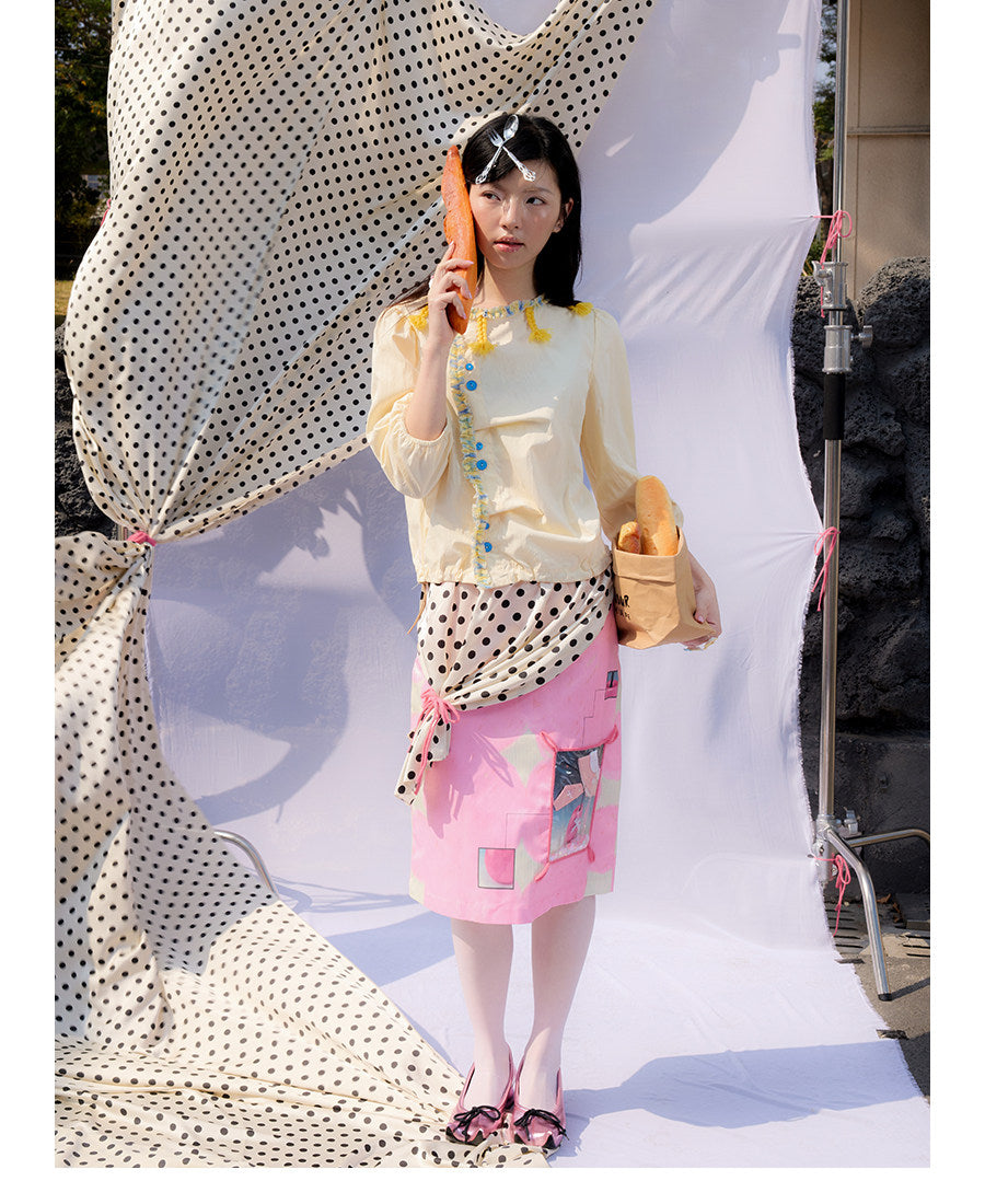 UnsocialNight - Pink Itabag Print Midi Skirt skirt UnsocialNight