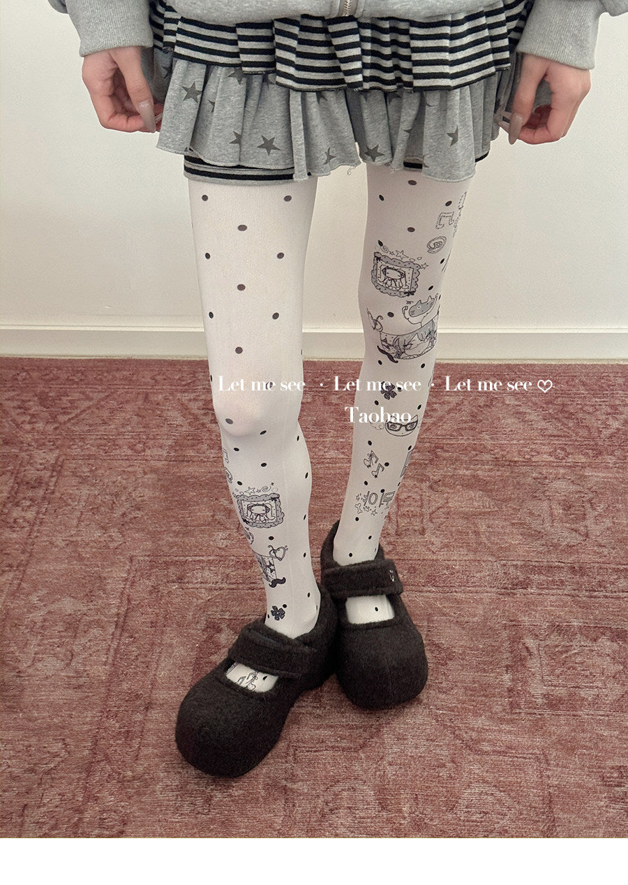 LET ME SEE - Cartoon Print Y2K Tights tights let me see