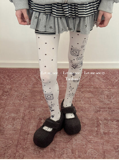 LET ME SEE - Cartoon Print Y2K Tights tights let me see