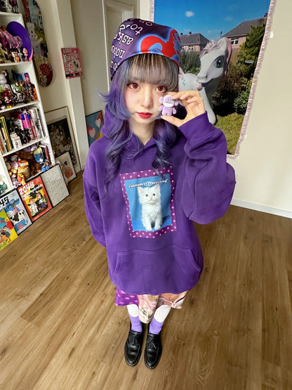 bunnybunnygun - Harajuku Cat Attitude Fleece Hoodie hoodie bunnybunnygun