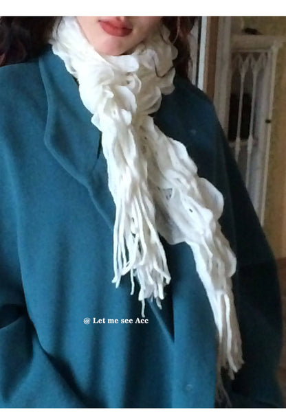 LET ME SEE - Y2K Vintage Crochet Fringe Knit Scarf scarf let me see