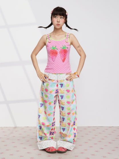 FRUITS - Floral Pleated Trousers pants Fruits