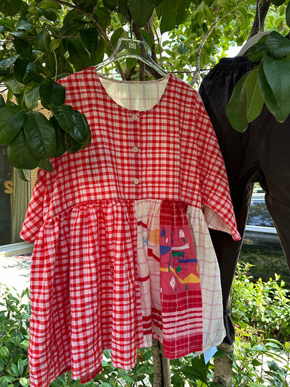 DADANAKO - Colorful Patchwork Oversized Top
