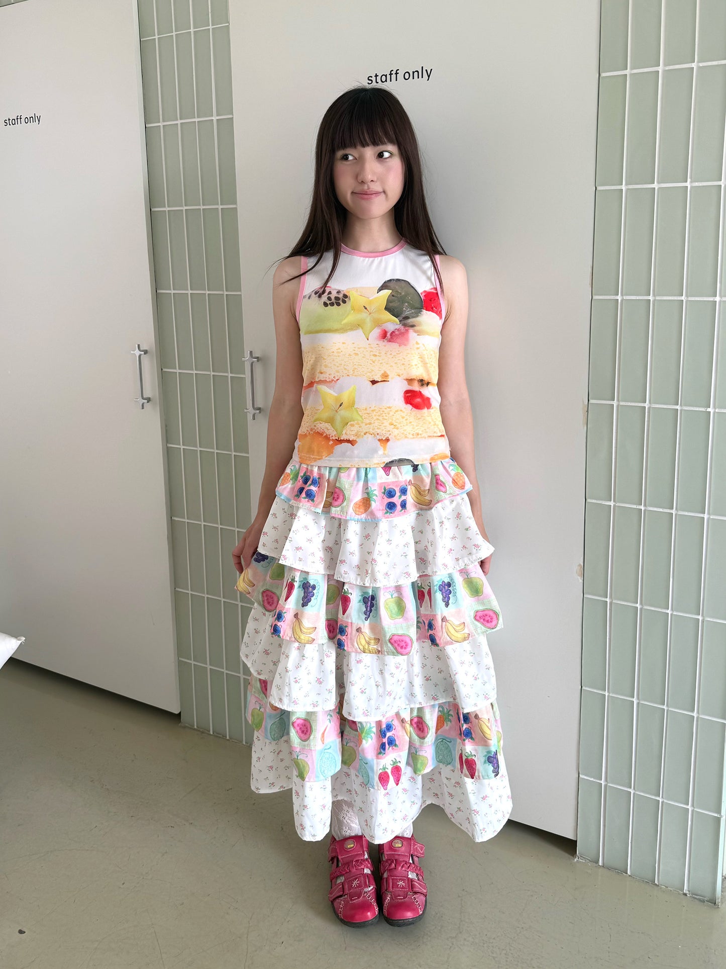 FRUITS - Fruit Floral Layered Cake Skirt | Kawaii Japanese Girly Maxi Skirt skirt Fruits