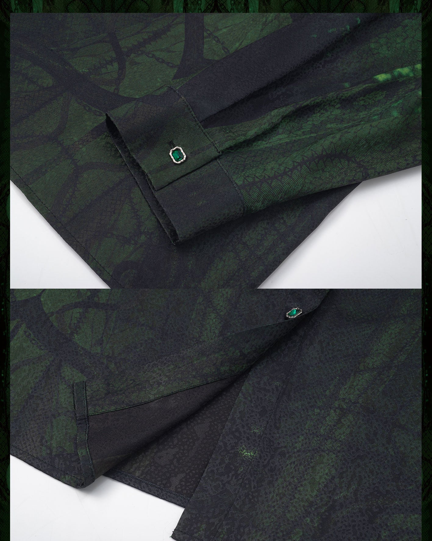 Monsssstar - Dark Green Snake Print Shirt shirt Monsssstar