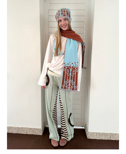 UnsocialNight - Green Brown Patchwork Flare Pants pants UnsocialNight