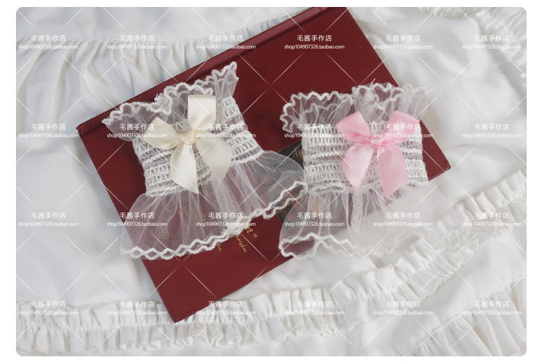 MaoJiang - Kawaii White Lace Bow Wrist Cuffs sleeves maojiang
