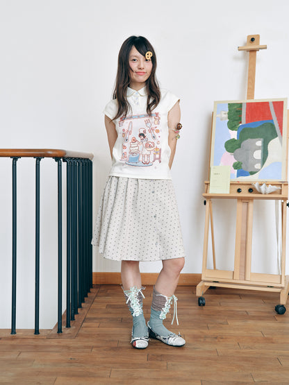 Have A Meal - Peter Pan Collar Cotton Tee