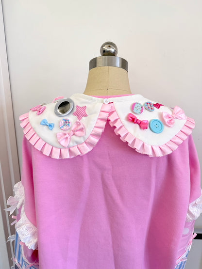 Red Devil - Cute Pink Patch Doll Collar Sweatshirt sweatshirt Red Devil