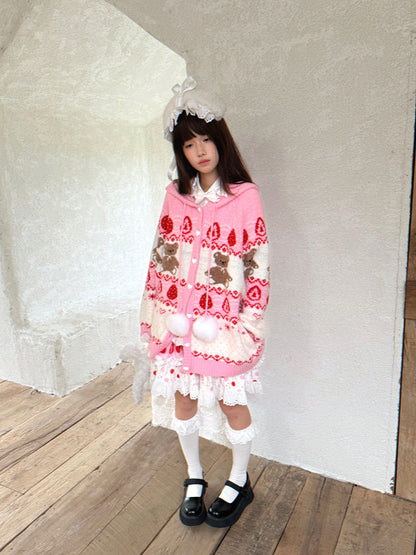 Daytoday Everyday Institute - Strawberry Bear Cake Cardigan coat daytoday everyday institute