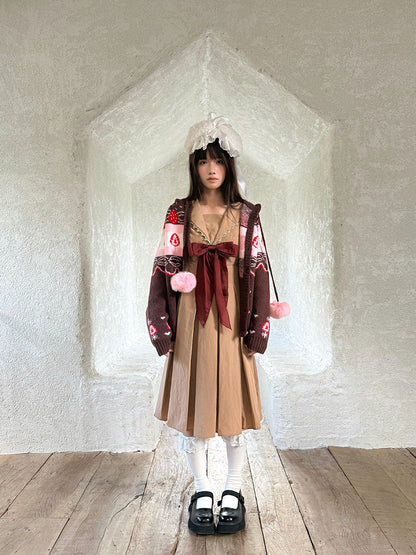 Daytoday Everyday Institute - Chocolate Strawberry Cake Fair Isle Cardigan coat daytoday everyday institute