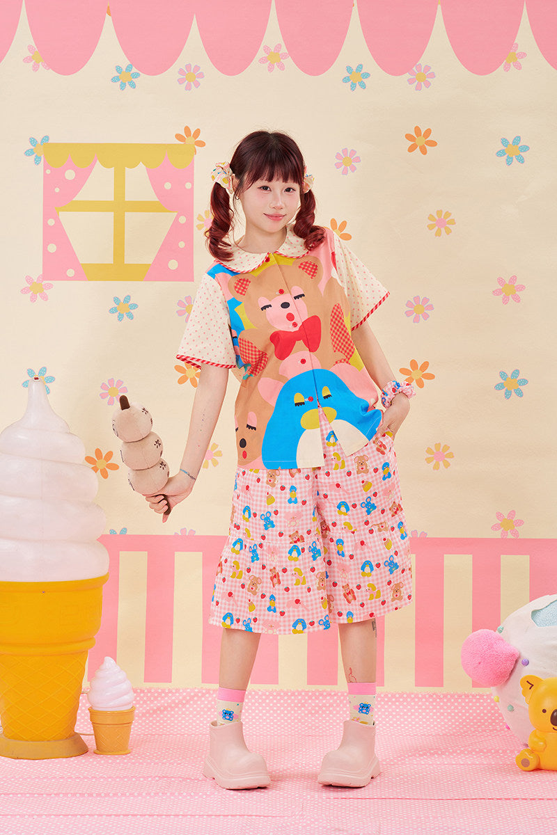 NIKKOU - Color Print Doll Shirt shirt Nikkou home