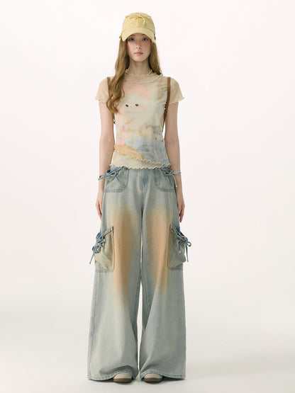 ziziFei - Cat Dream Mesh Ruffle Hem Tee tshirt ziziFei