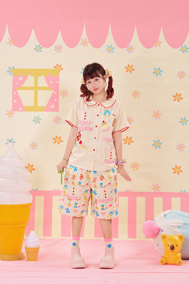 NIKKOU - Animal Embroidered Lace Shirt shirt Nikkou home
