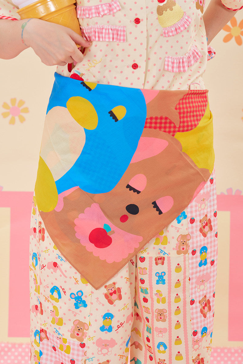 NIKKOU - Color Print Cotton Square Scarf Kerchief Nikkou home