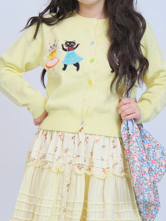 MeowMeow Bug – Decora Kei Candy Cat Short Knit Cardigan cardigan MeowMeow Bug