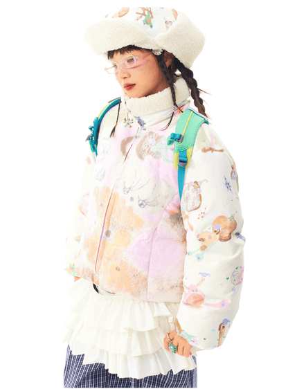 sillysis - Cute Illustrated Down Jacket jacket sillysis