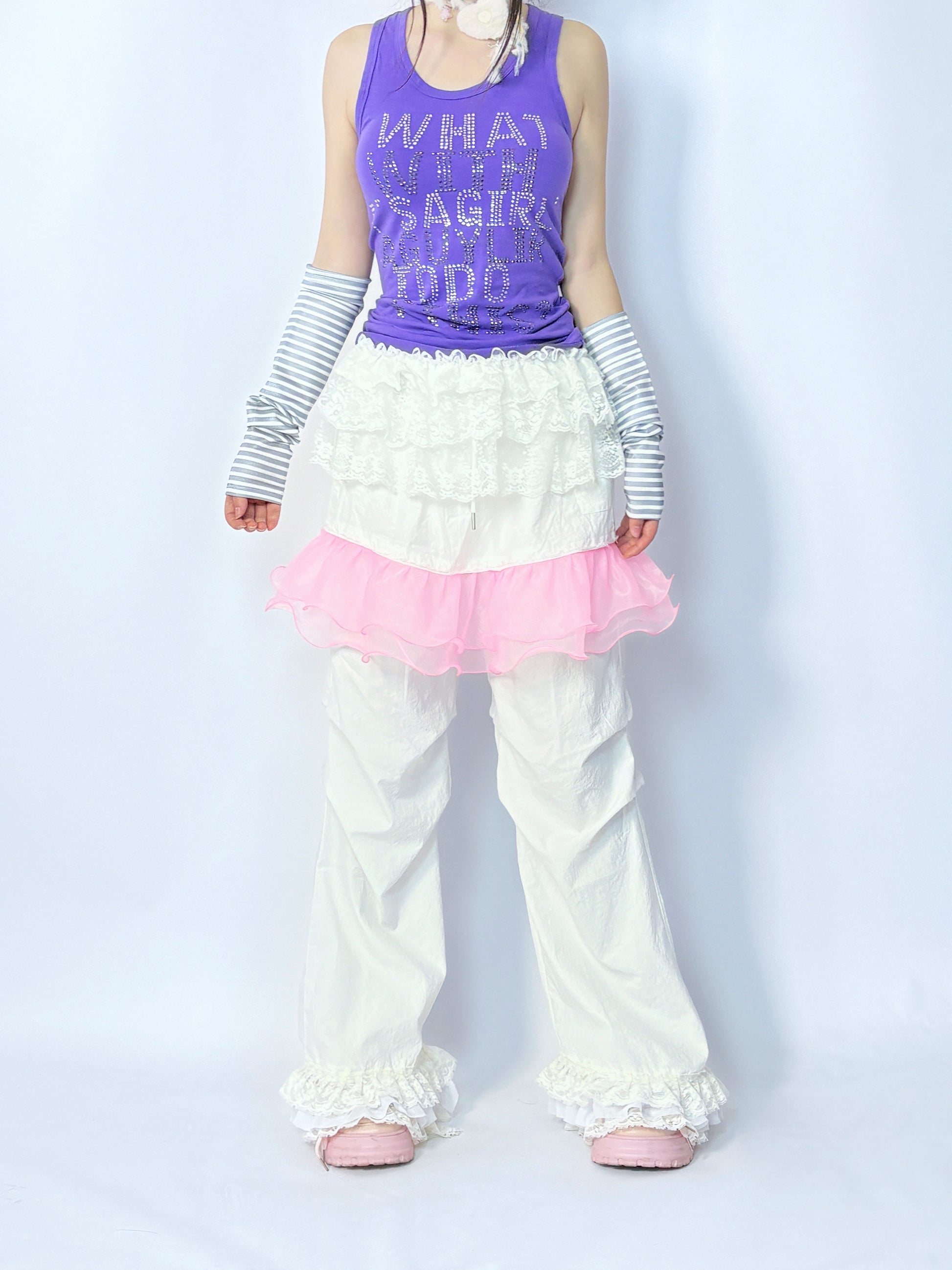 LEERROO Lace Wide-Leg Pants | Harajuku Cute Casual Trousers pants Leerroo