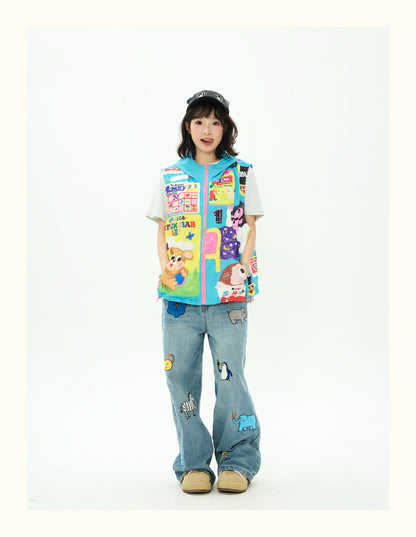 Robootoo - Color Print Zip-Up Hooded Vest vest Robootoo