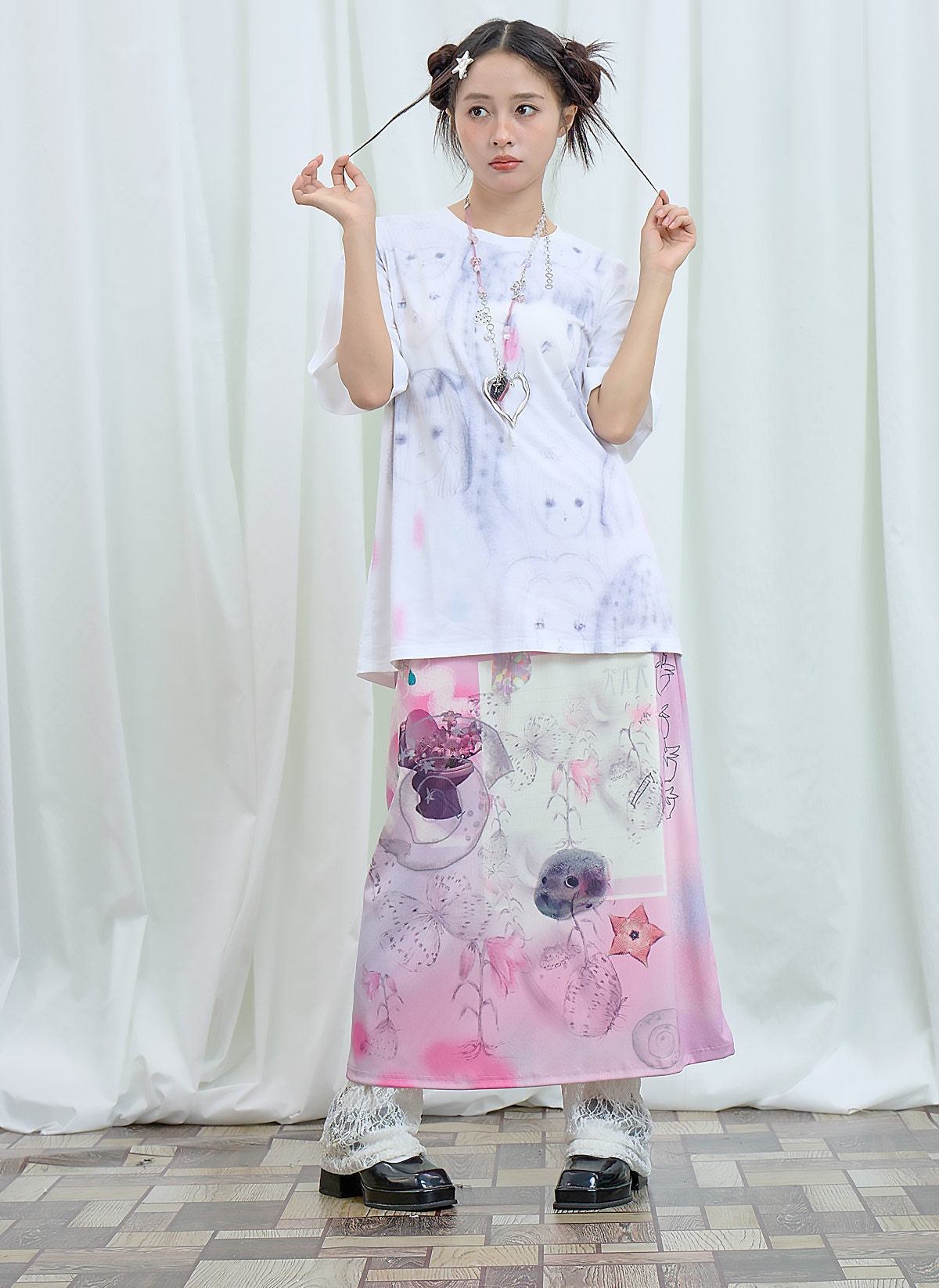 Moon Meadow - Lily Sketch Print Maxi Skirt skirt Moon Meadow