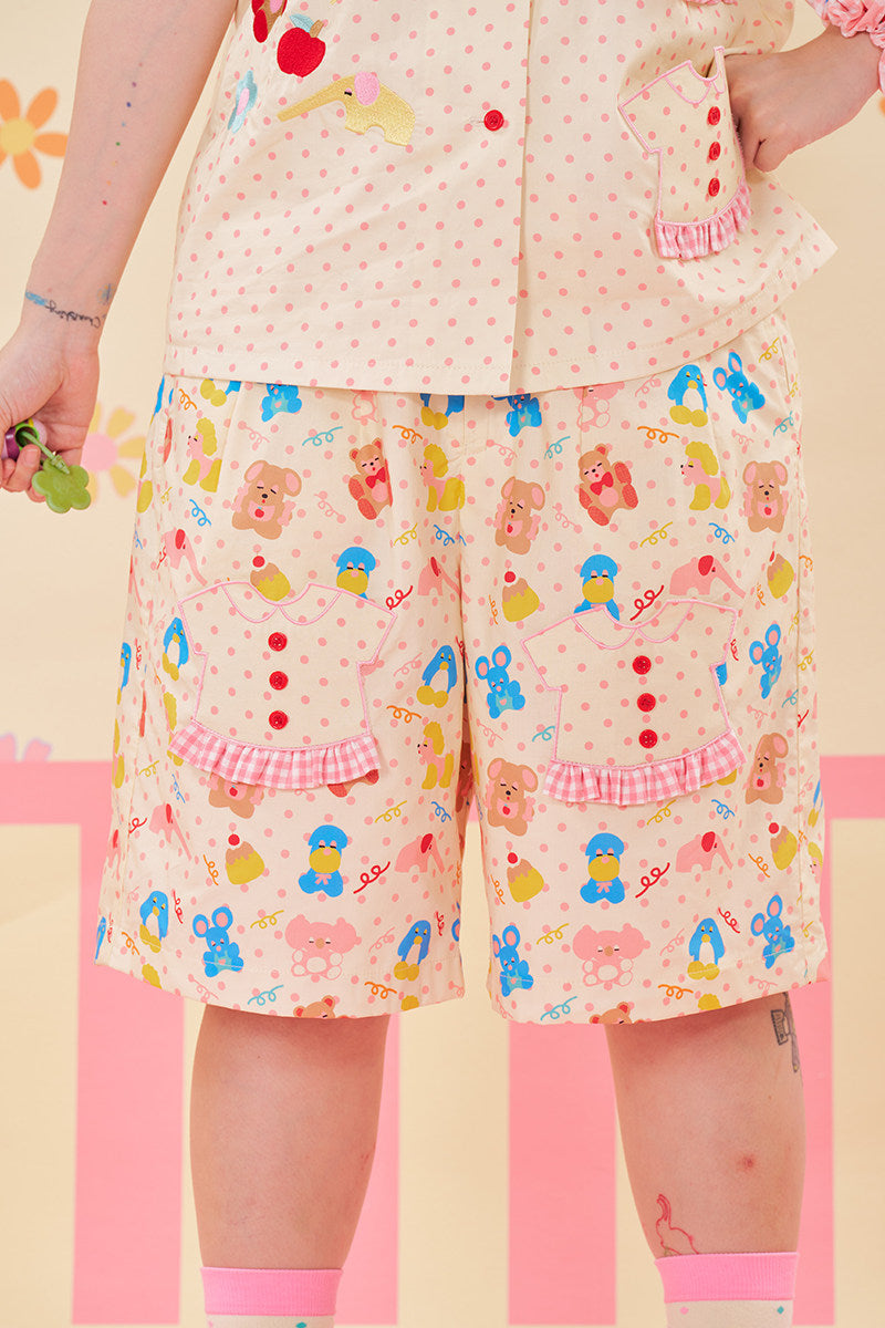 NIKKOU - Cotton Loose Bermuda Shorts shorts Nikkou home Beige S