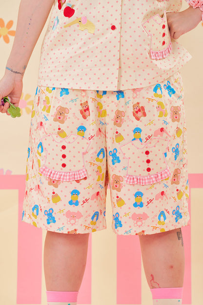 NIKKOU - Cotton Loose Bermuda Shorts shorts Nikkou home Beige S