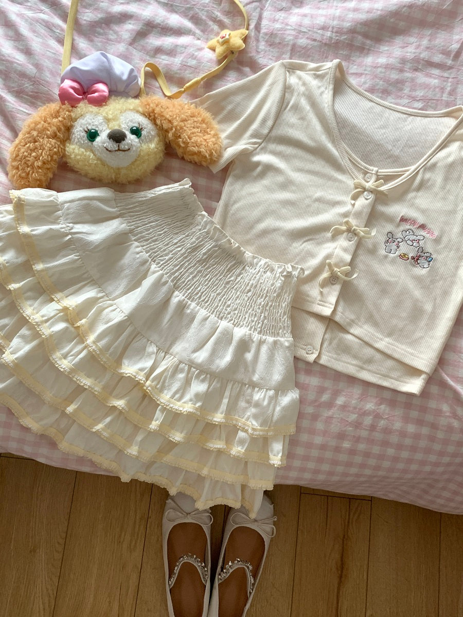 Blurred Bear - Kawaii Lace Puff Skirt skirt Blurred Bear Yellow