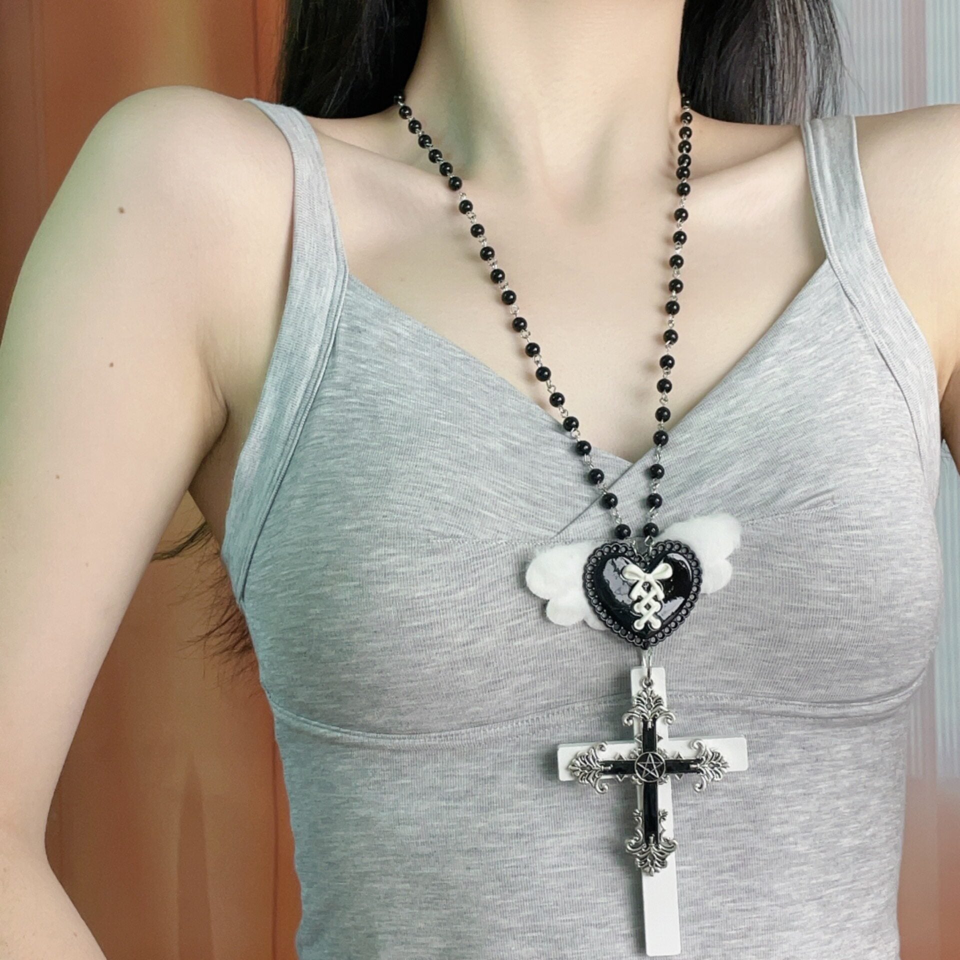 Kiwi Store - Y2K Large Angel Cross Necklace necklace kiwi store