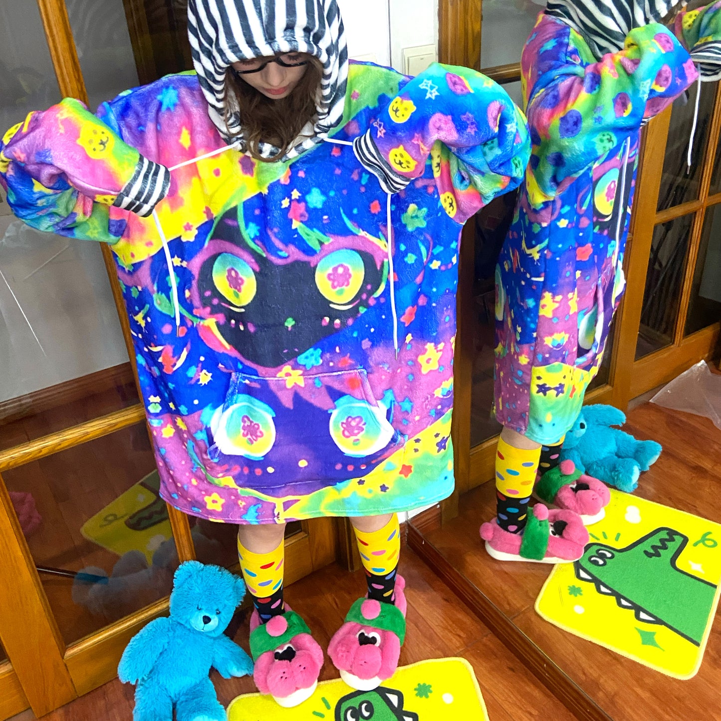 Leerroo - Decora Kei Fleece Cartoon Hoodie hoodie Leerroo