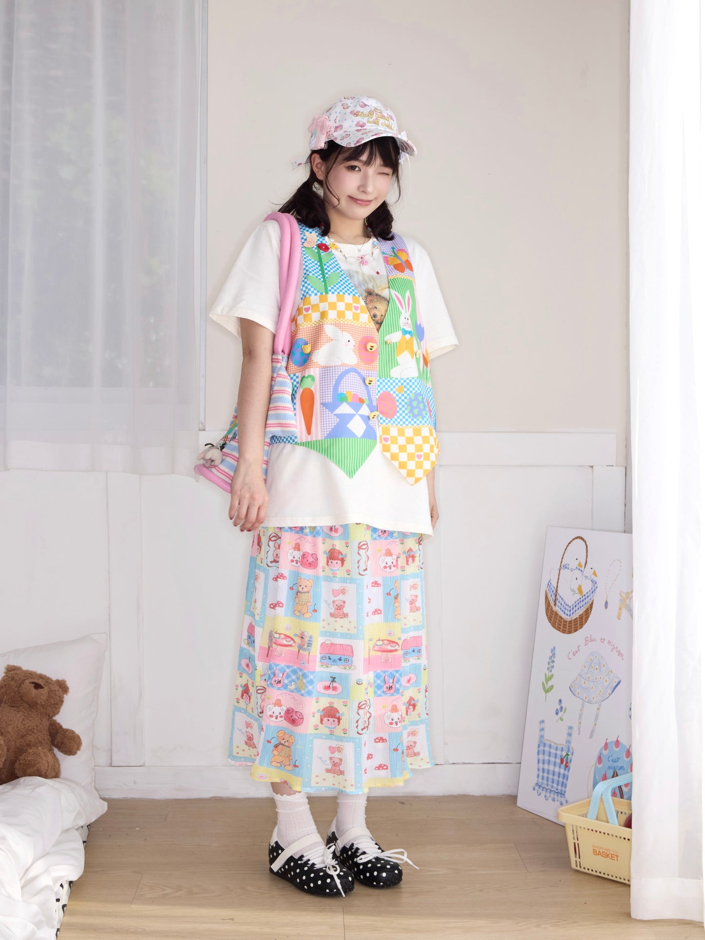 Robootoo - Pastel Print Loose Vest Top vest Robootoo