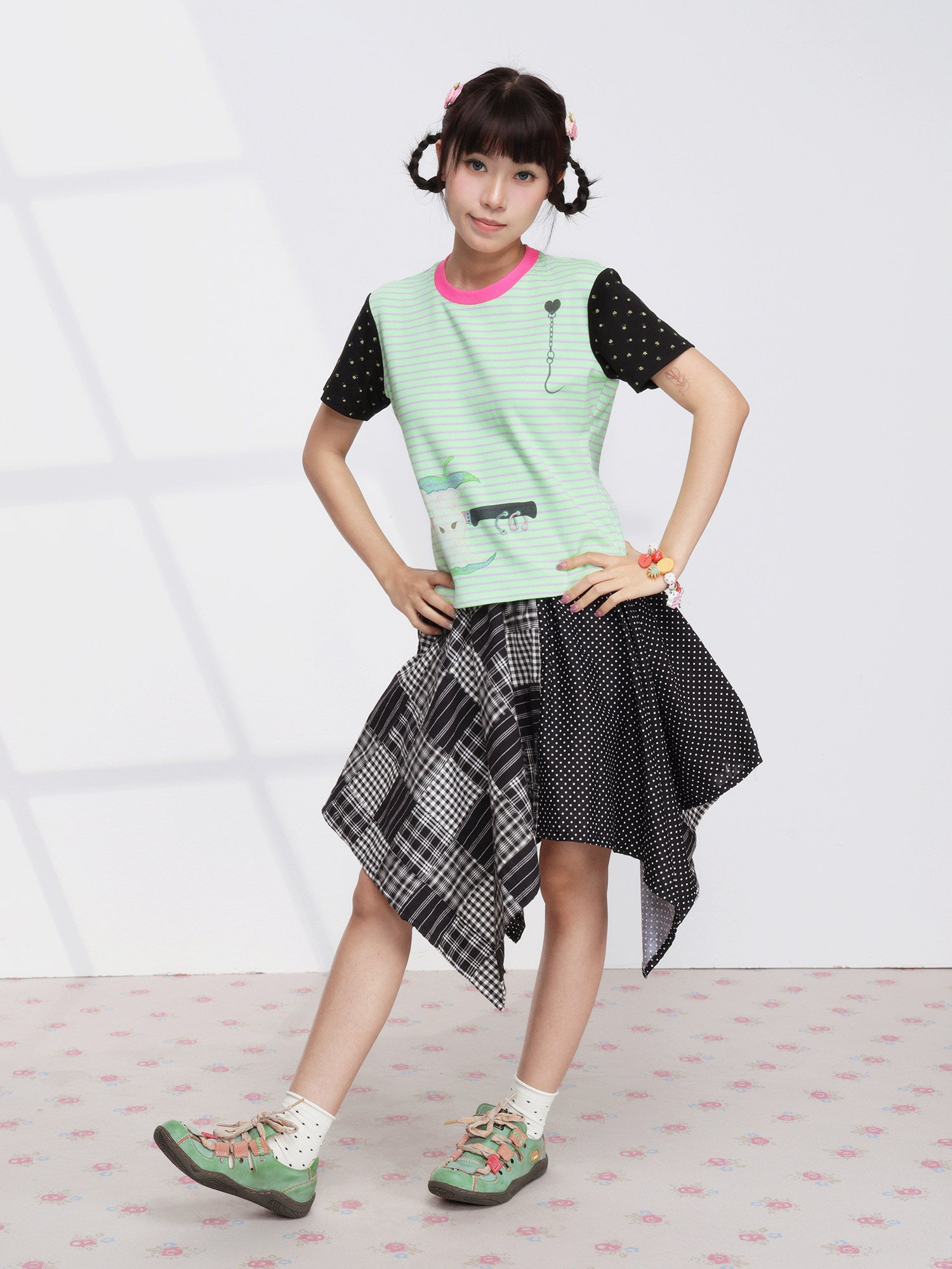 FRUITS - Apple Stripe Contrast Tee tshirt Fruits