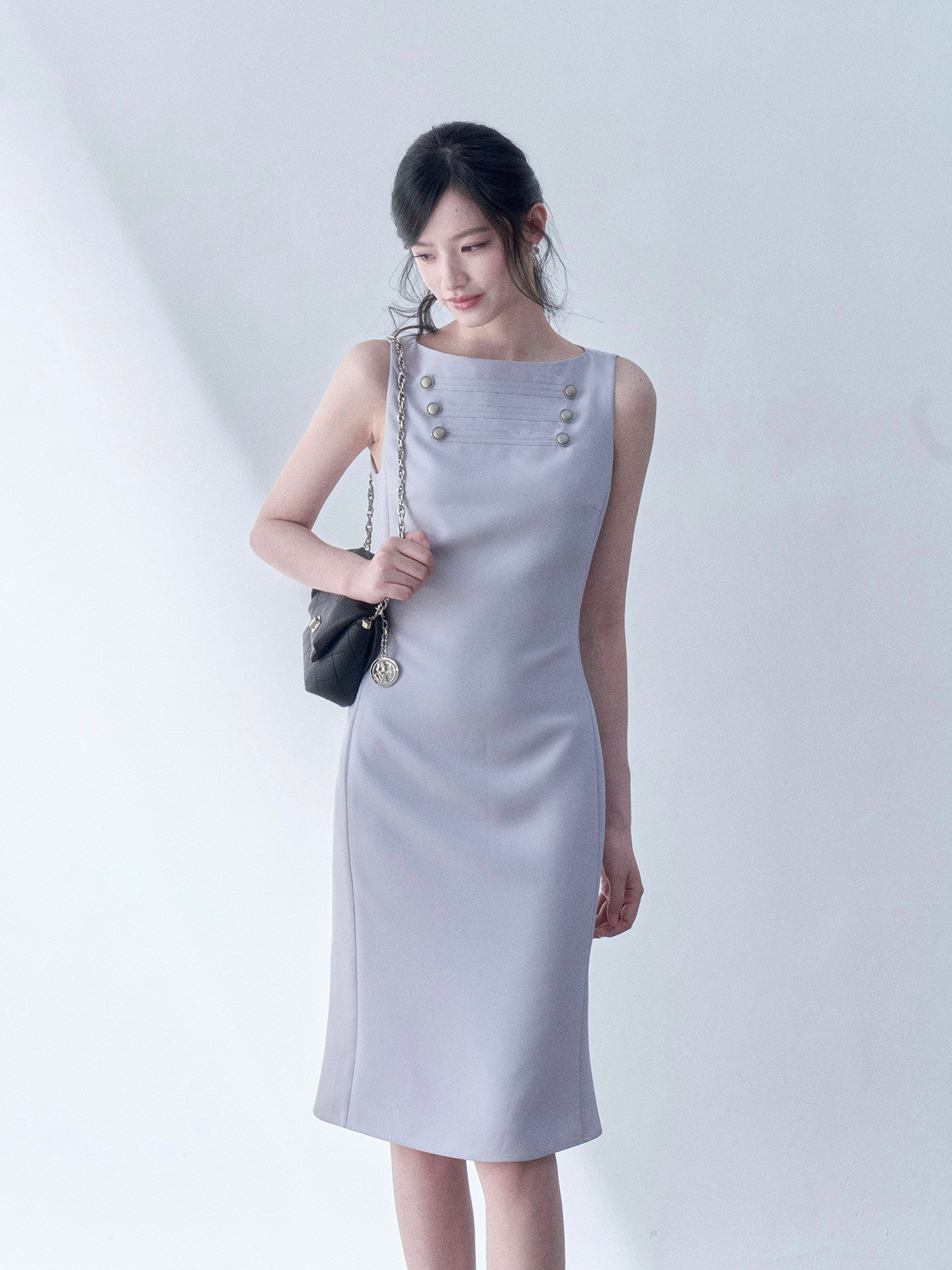 SOS SEAMSTRESS - Lilac Button Midi Dress dress SOS SEAMSTRESS
