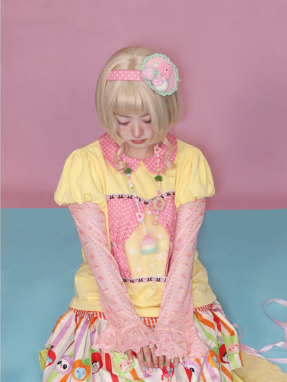 Lulululu - Yellow Polka Puff Tee shirt LULULULU