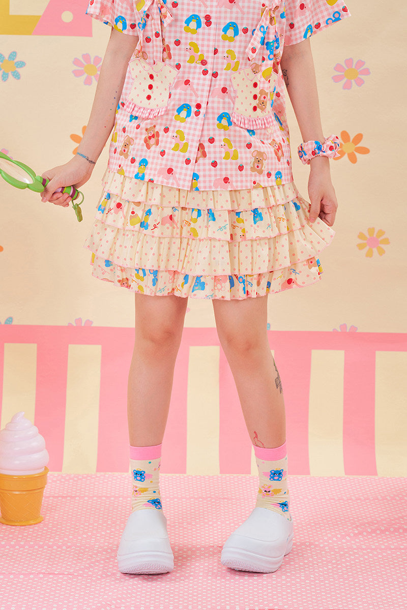 NIKKOU - Polka Dot Layered Skirt Shorts skirt Nikkou home