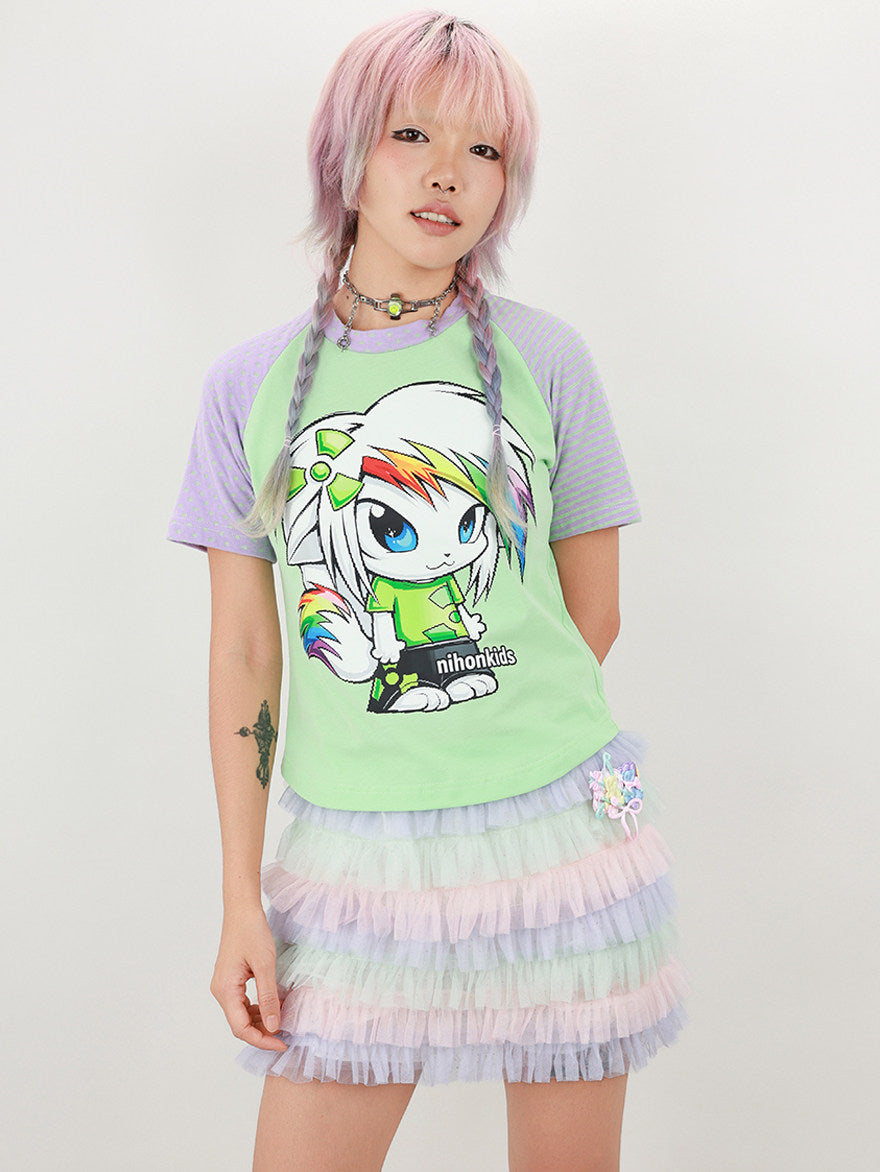 NIHONKIDS - Cotton Colorblock Cartoon Tee tee NIHON KIDS