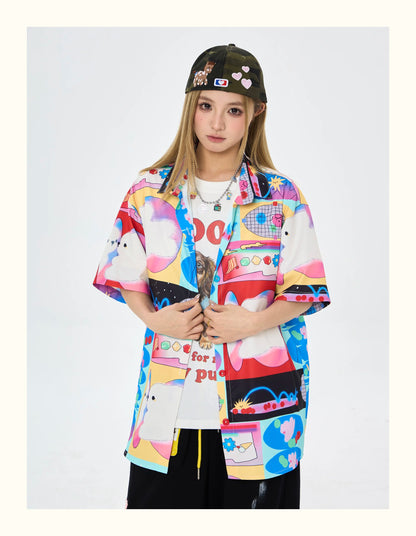 Robootoo - Fantasy Print Oversized Short Sleeve Shirt shirt Robootoo