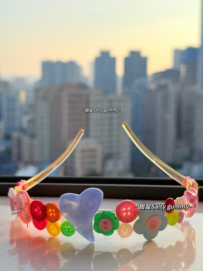 Salty Gummy - Kawaii Colorful Button Flower Headband headband Salty Gummy