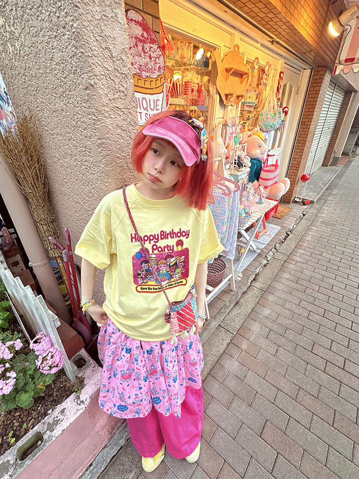 made in zzz - Pink Layered Wide Leg Skirt Pants pants made in zzz