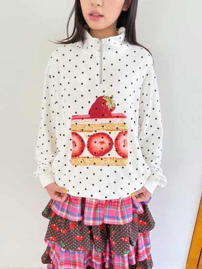 FRUITS - Kawaii Strawberry Print Fleece Sweatshirt sweatshirt Fruits
