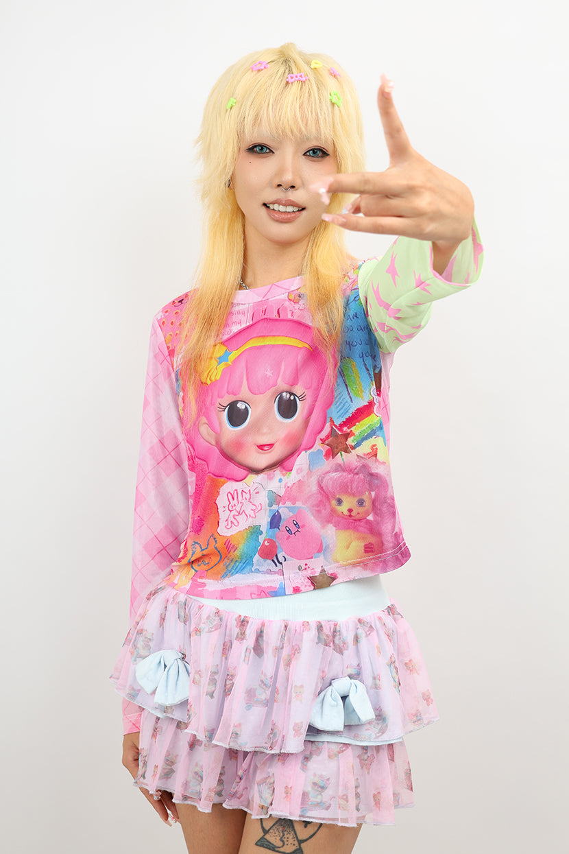 NIHON KIDS - Decora Kei Long Sleeve Top Colorful Cute